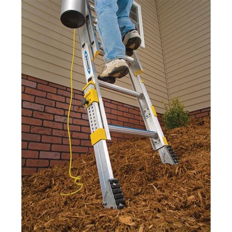 aluminum ladder with built in leveling. . Extension ladders lowes
